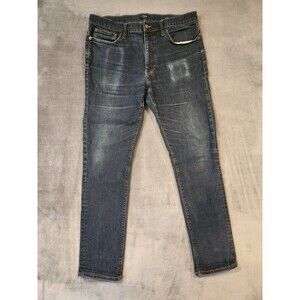 J.CREW Men's Flex Blue Denim Straight Fit Signature Jeans 35x34 Destressed